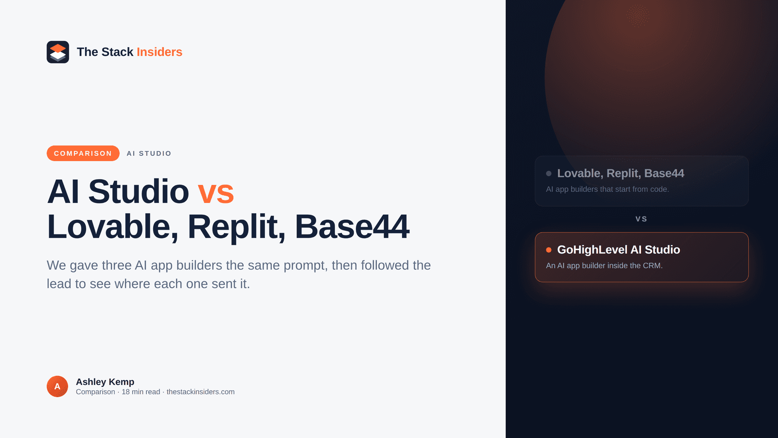 GoHighLevel AI Studio vs Lovable, Replit and Base44 (2026) - GoHighLevel guide by The Stack Insiders