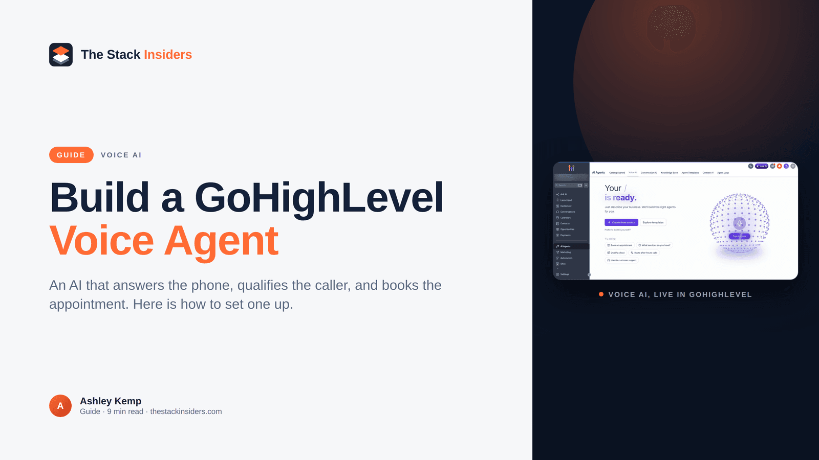 Hero showing the GoHighLevel Voice AI agent configuration