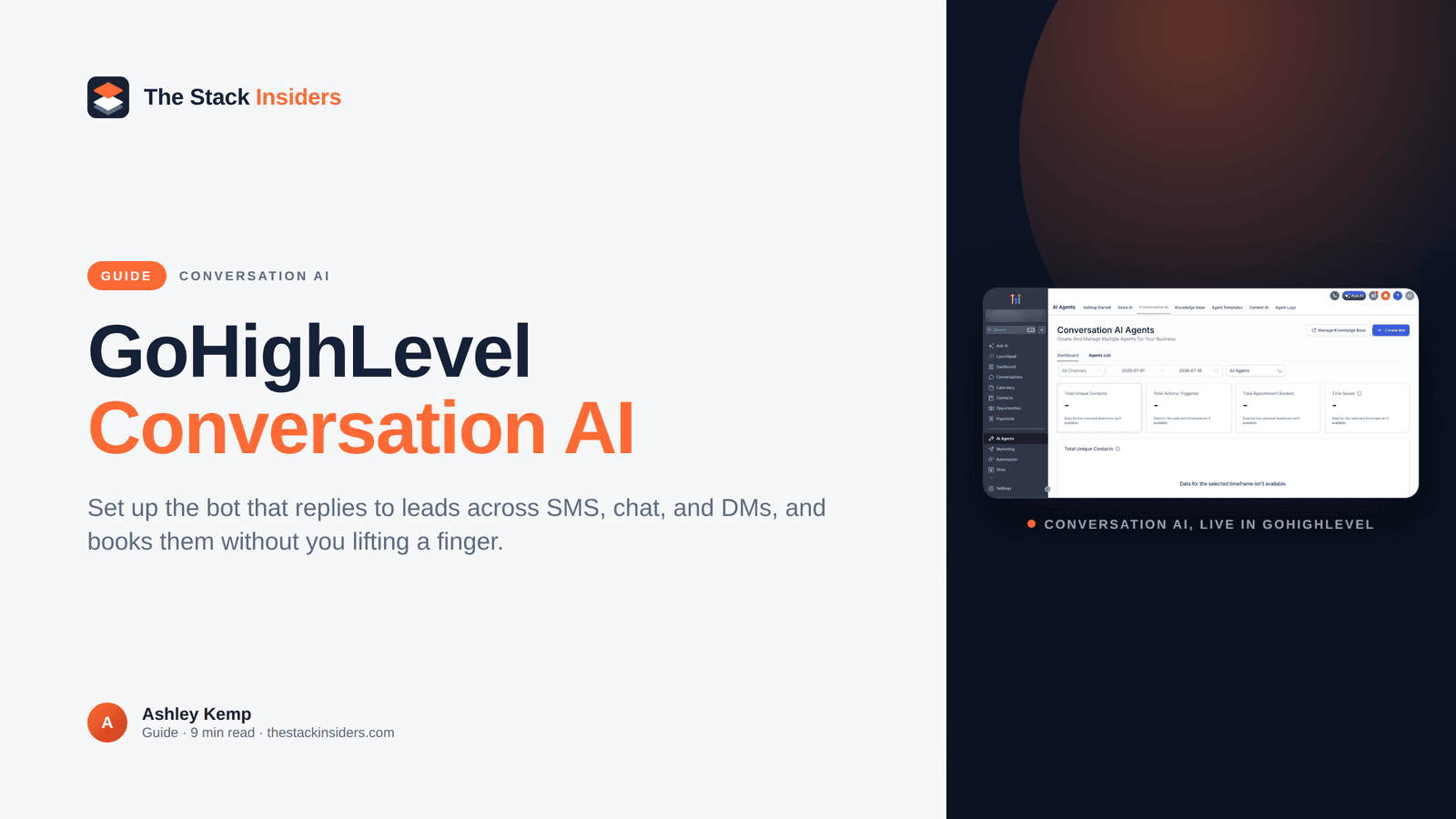 Hero showing the GoHighLevel Conversation AI setup screen
