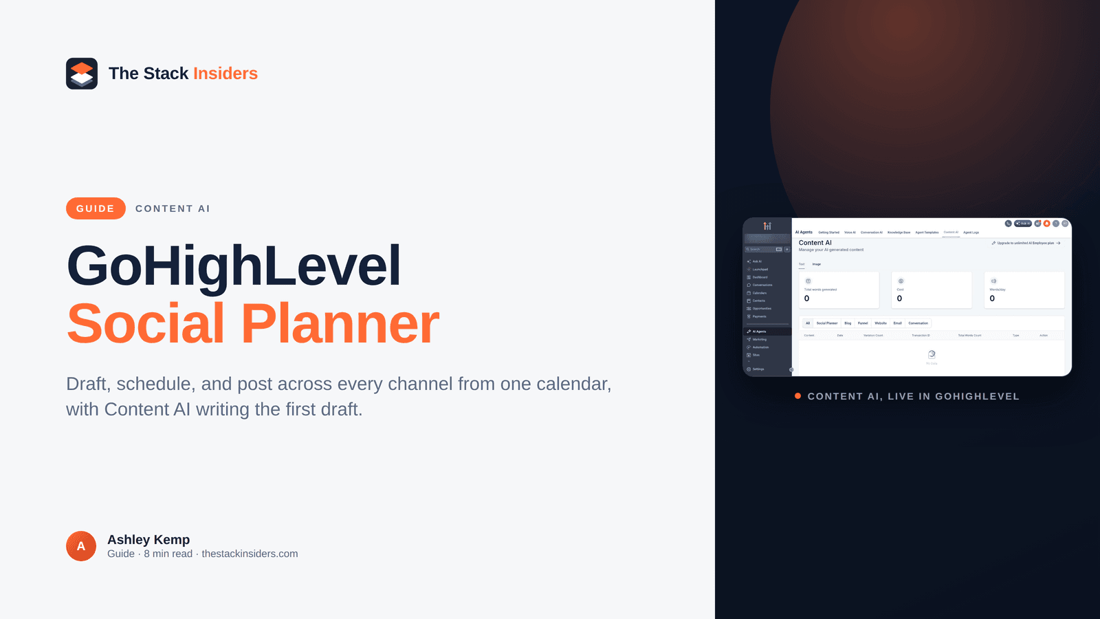 Hero showing the GoHighLevel social media planner and Content AI