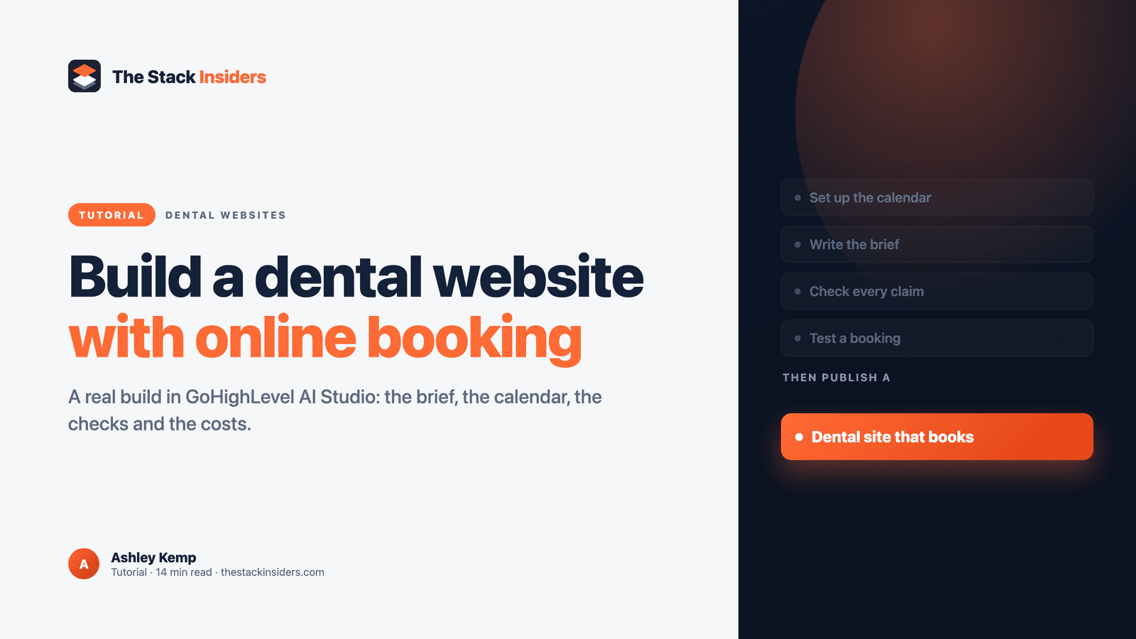 Hero on building a dental practice website with online booking in GoHighLevel AI Studio