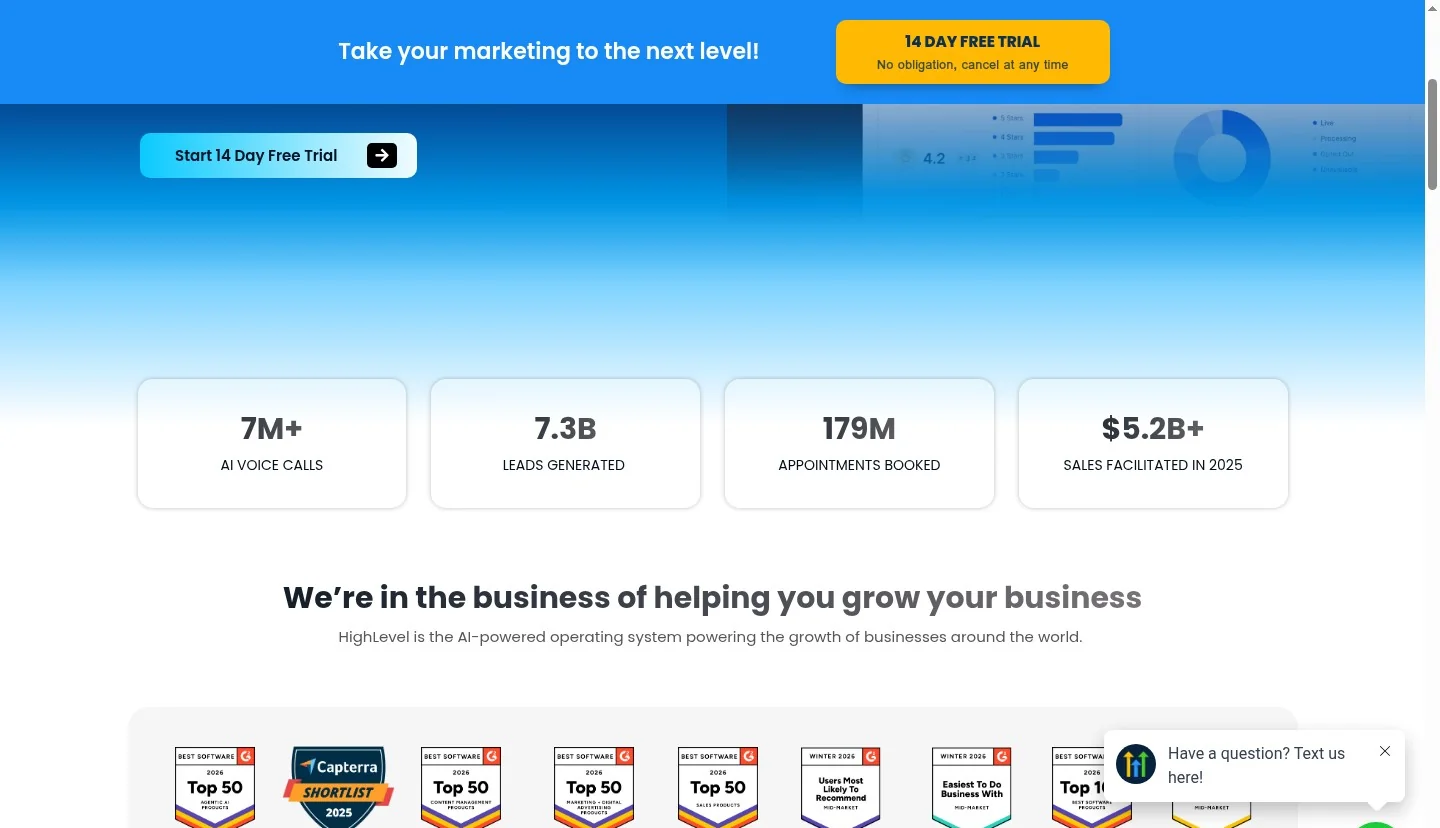 GoHighLevel all-in-one feature checklist - CRM, Voice AI, forms, webinar funnels, websites, landing pages, chat widget, conversation AI, call tracking, inbound SMS, social planner, missed-call text-back, AI biz card scanner, QR codes, prospecting tool, and Google/Facebook/Instagram ad manager