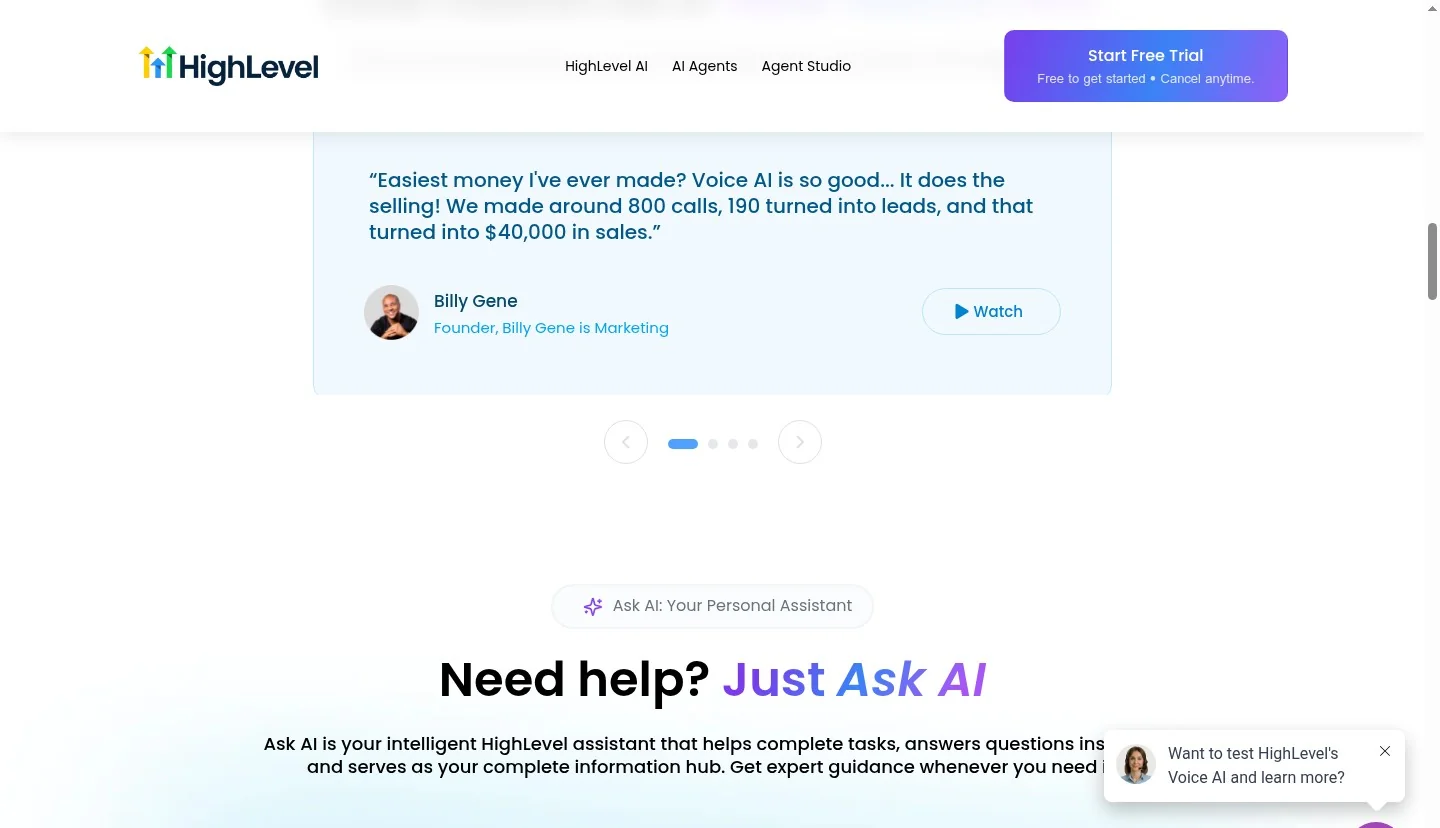GoHighLevel Voice AI and Agent Studio - custom AI agents for inbound call handling, lead qualification, and multi-channel conversation automation across phone, SMS, email, and webchat