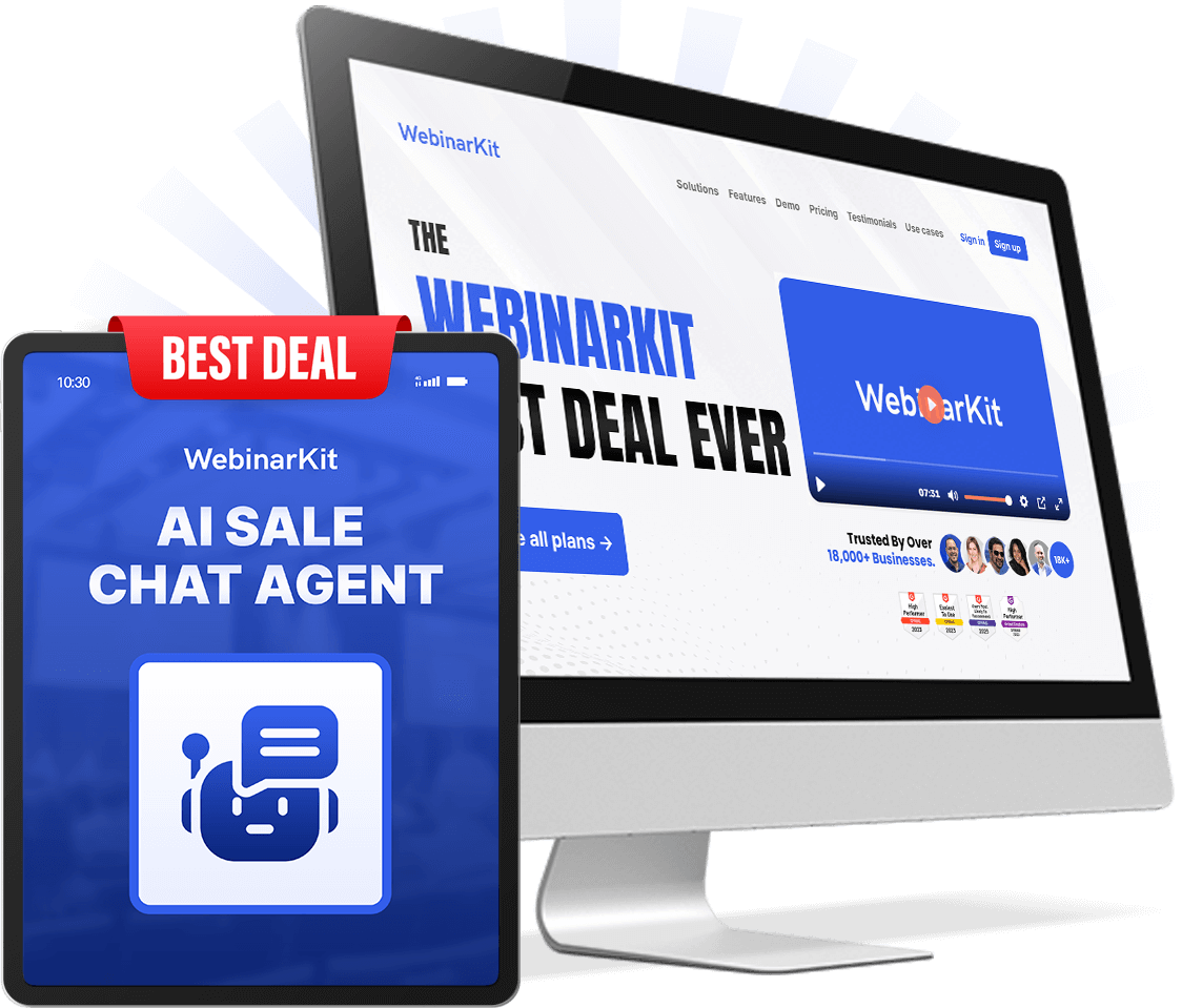 WebinarKit AI Webinar Sales Agent generating complete webinar scripts and slide decks from offer information
