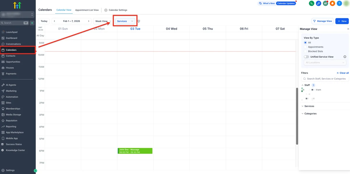 GoHighLevel calendar booking calendar booking widget with available time slots, date picker, and appointment form fields
